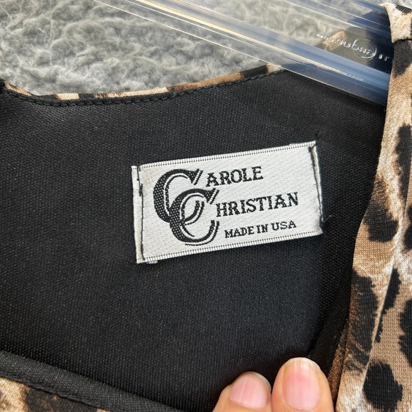 Carole Christian Dress Womens Large Cheetah Animal Print Ruffled Vintage USA - Picture 3 of 13